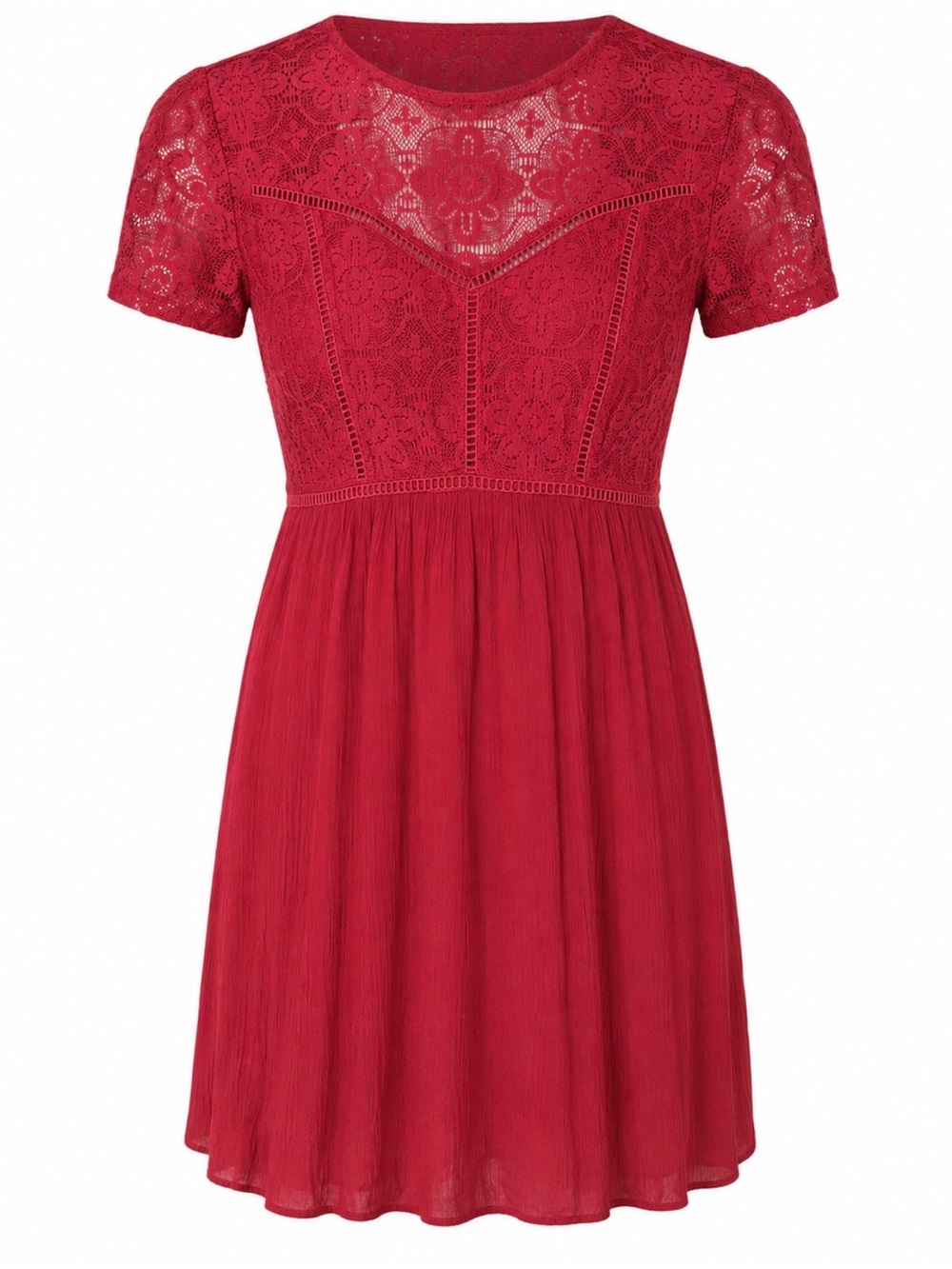 Abercrombie & Fitch Red Lace Fit & Flare Dress Size S Back Cutout Boho